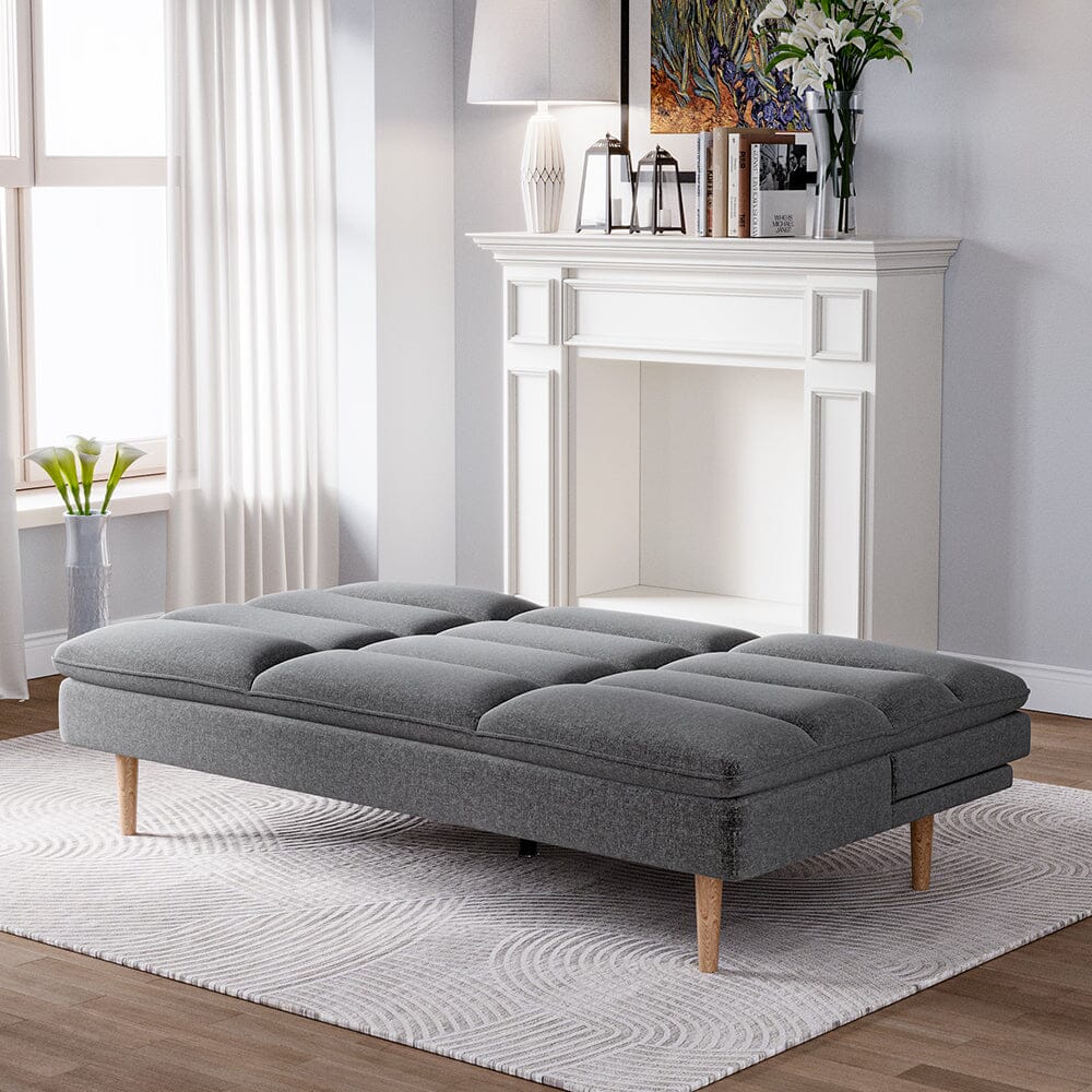 182cm Grey Fabric 3 Seater Sofa Bed Sleeper