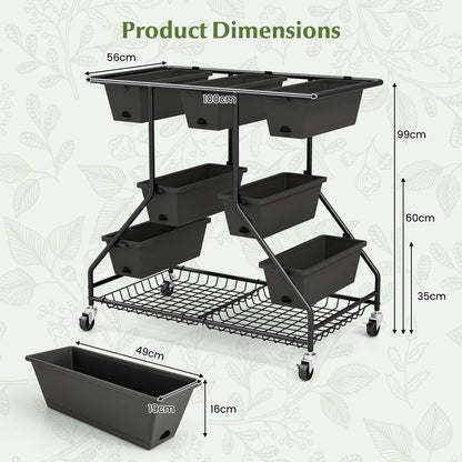 3-Tier Vertical Raised Garden Bed Planter Stand with 7 Planter Boxes-Black