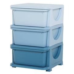 HOMCOM 3 Drawers Plastic Storage Units, 3 Tier Kids Storage Units, Children Toy Chest for Nursery, Playroom, Bedroom, Blue