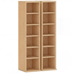 HOMCOM Set of 2 CD Media Display Shelf Unit Tower Rack with Adjustable Shelves, Natural