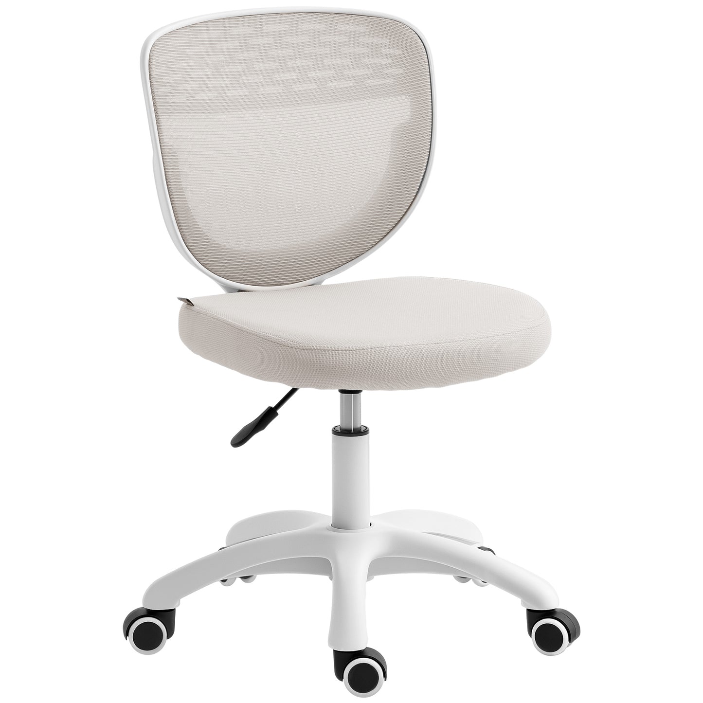 HOMCOM Office Chair, Armless Computer Desk Chair with Breathable Mesh, Adjustable Height, Swivel Wheels, Grey