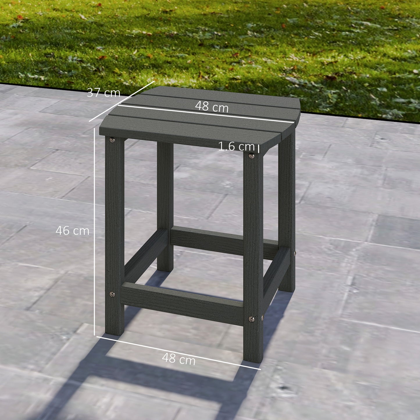 Outsunny Outdoor Side Table, Garden Coffee Table, All-Weather Adirondack Side Table for Garden, Beach, Indoor Outdoor, Grey