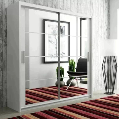 Deltum Sliding Door Wardrobe - Black, White, Grey - 150cm and 203cm