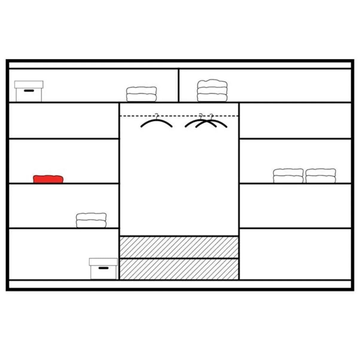 Somerset Sliding Door 250cm Wardrobe With Mirror - White