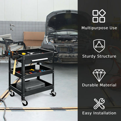 3-Tray Rolling Utility Cart Tool Organiser Trolley