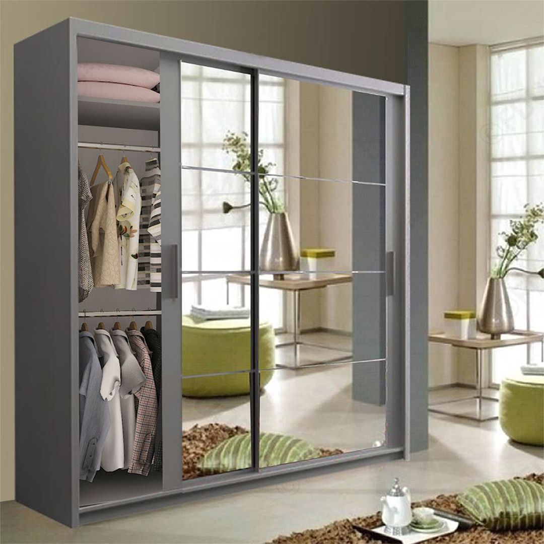 Deltum Sliding Door Wardrobe - White, Grey, Black - 150cm and 203cm