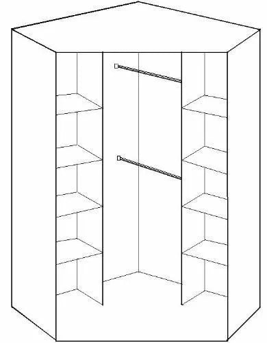 Corner Wardrobe GEMA 2 Door Wardrobe Oak 95cm