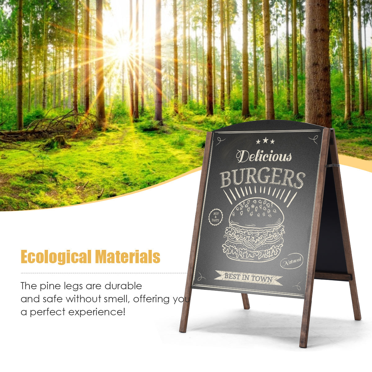 A-Frame Double-Sided Chalkboard  for Office Cafe Teaching-80 x 59 cm