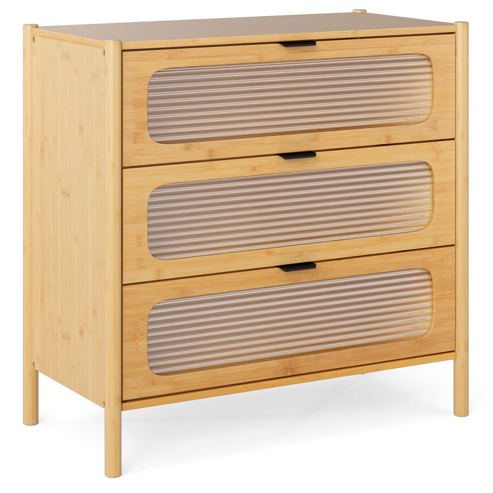 3-Drawer Dresser Mid Century Modern Chest of Drawers-Natural