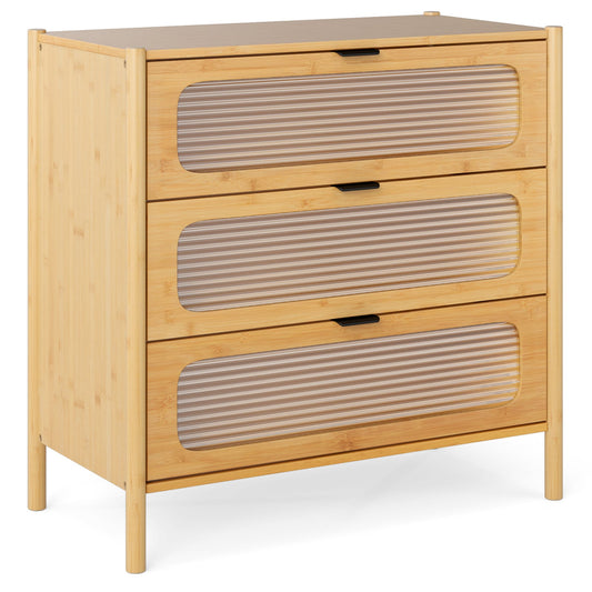 3-Drawer Dresser Mid Century Modern Chest of Drawers-Natural