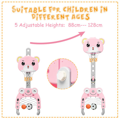 3 IN 1 Kids Basketball Hoop and Stand Set-Pink