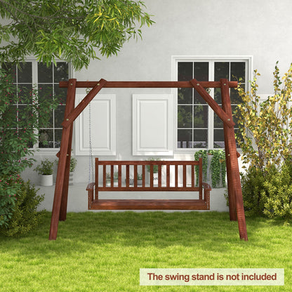 2/3 Person Wooden Outdoor Porch Swing with Adjustable Upper Chains-Brown-3 Person