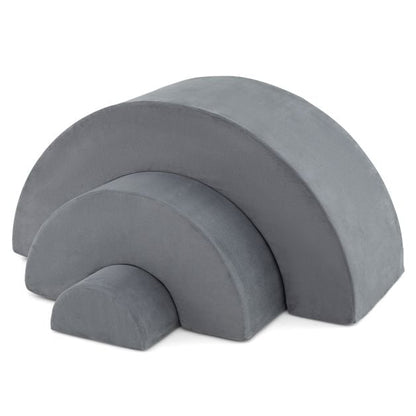 3 Piece Toddlers Climbing Toys with Elastic Filling-Grey