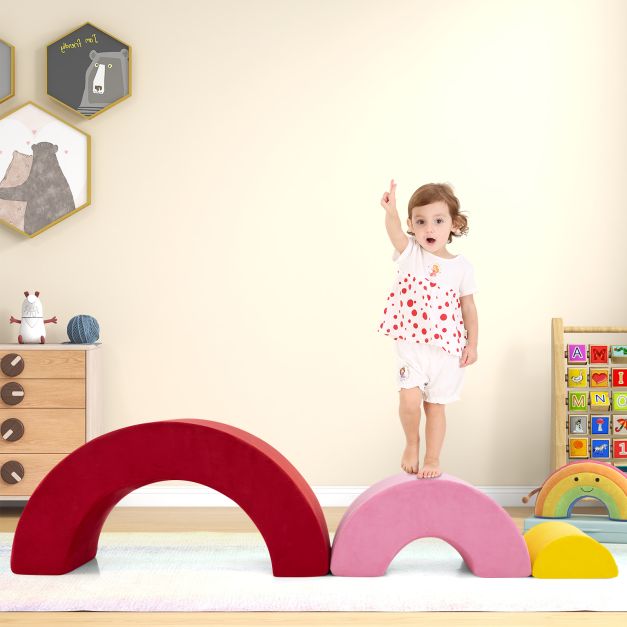 3 Piece Toddlers Climbing Toys with Elastic Filling-Red