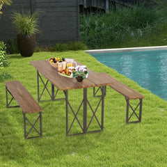 6-Person Outdoor Patio Dining Table Set with 2 Inch Umbrella Hole