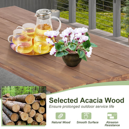 3 Pieces Outdoor Acacia Wood Dining Set with 4.5 cm Umbrella Hole