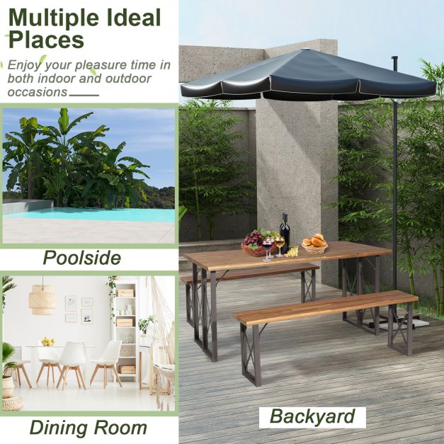 6-Person Outdoor Patio Dining Table Set with 2 Inch Umbrella Hole