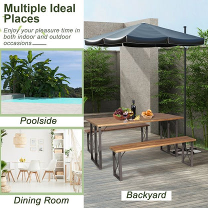6-Person Outdoor Patio Dining Table Set with 2 Inch Umbrella Hole