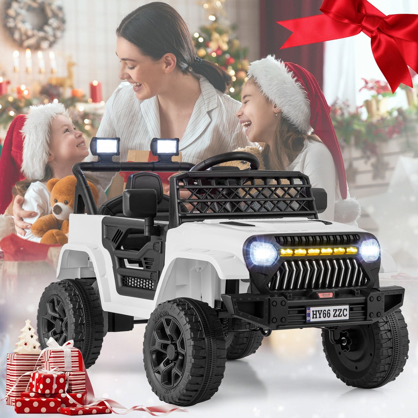 12V Kids Ride on Truck Battery Powered Car with Parental Remote-White