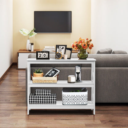 Industrial 3-Tier Console Table with Storage Shelf-White