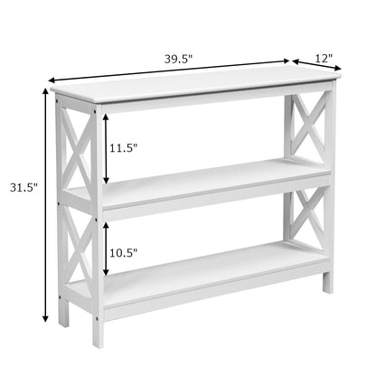 Industrial 3-Tier Console Table with Storage Shelf-White