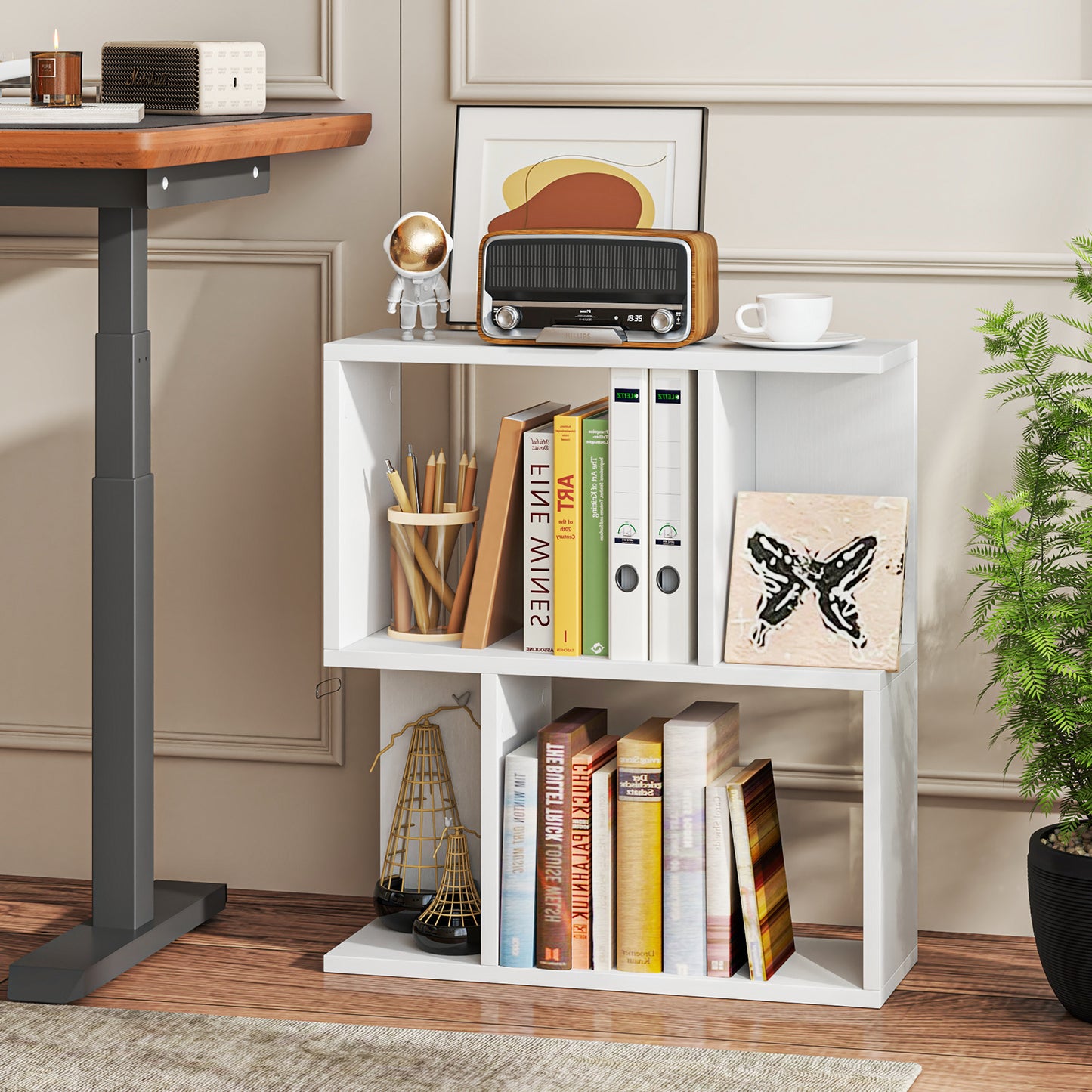 3-Tier Freestanding Bookshelf for Home Office-White