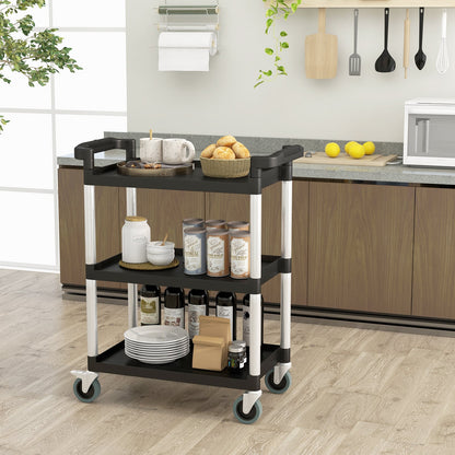 3-Tire Metal Rolling Cart with Lockable Universal Wheels