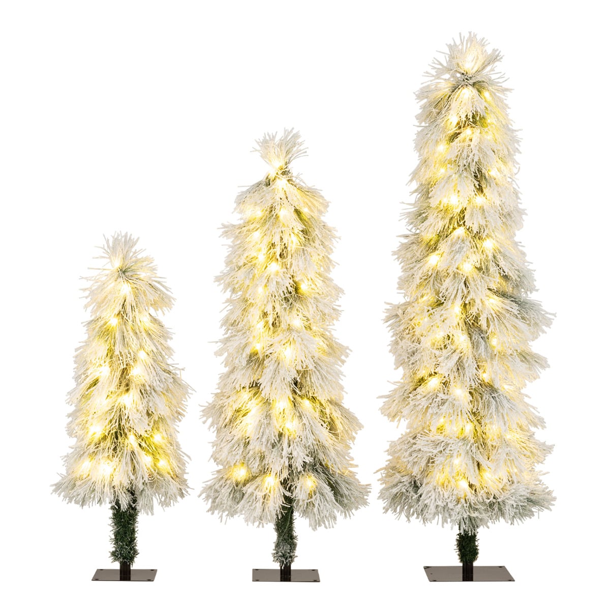 3’ 4’ 5’ Artificial Christmas Tree Set with Branch Tips and LED Lights