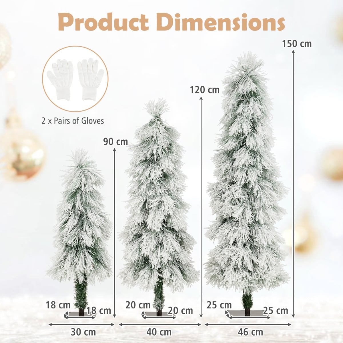 3’ 4’ 5’ Artificial Christmas Tree Set with Branch Tips and LED Lights
