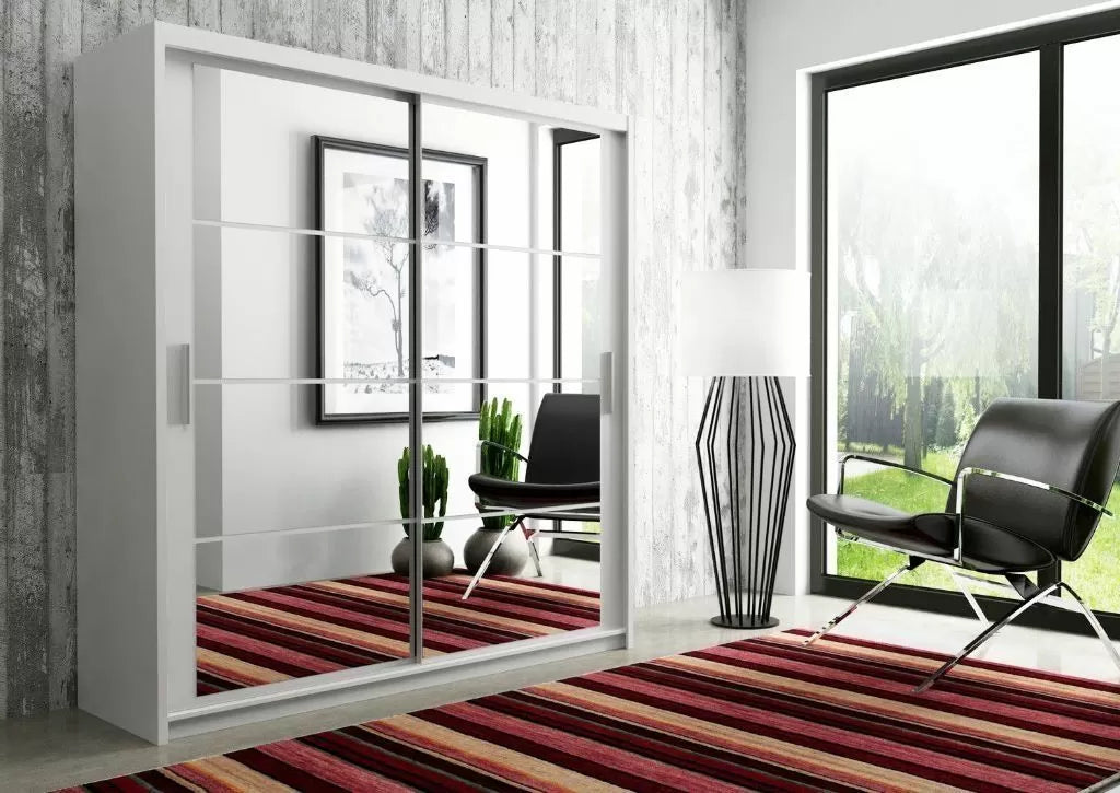 Deltum Sliding Door Wardrobe - Grey, White, Black - 150cm and 203cm