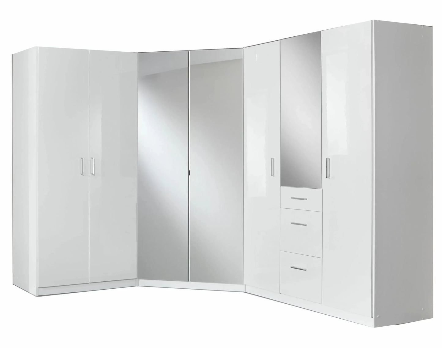 CALLISTO 2 Door Mirrored Wardrobe White 95cm