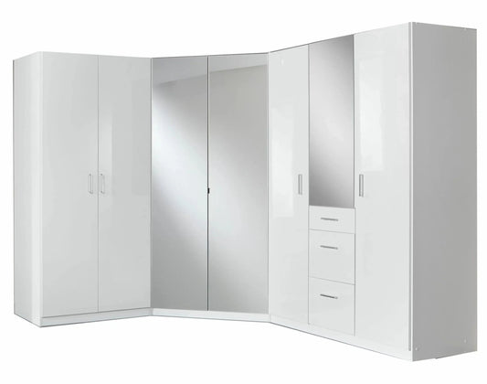 CALLISTO 2 Door Mirrored Wardrobe White 95cm