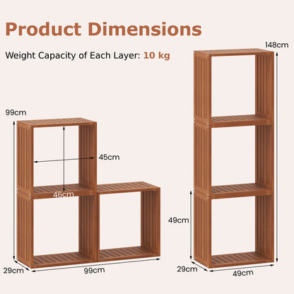 3 Cube Bookcases Stacking Organizers with Open Slatted Design
