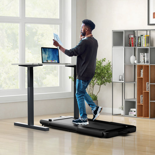2.25 HP Foldable Treadmill 3 in 1 Walking Pad Under Desk Treadmill-Black