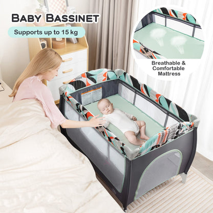 3 in 1 Baby Playard Portable Infant Nursery Center with Toy Bar-Blue