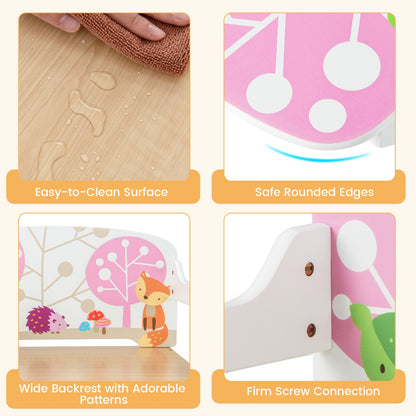 3 in 1 Kids Convertible Activity Bench with 2 Removable Fabric Bins for Drawing Playing-White