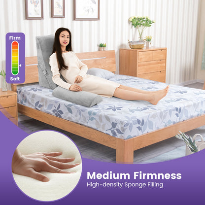 3 PCS Bed Wedge Pillow Set with Machine-washable Cover for Snoring-Grey