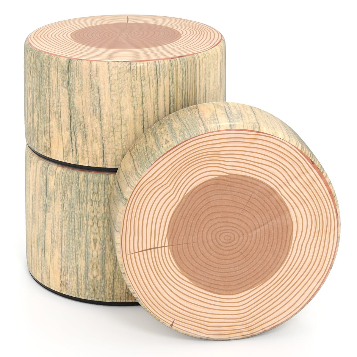 3 PCS Tree Stump Stool Set Round Flexible Seatings-Natural