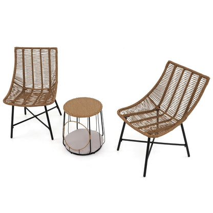3 Piece Outdoor Furniture Set with Pet House-Light Brown