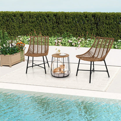 3 Piece Outdoor Furniture Set with Pet House-Light Brown