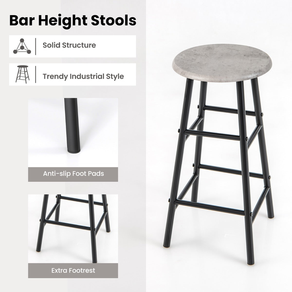 Counter Height Dining Table Set for Bistro Living Room-Grey