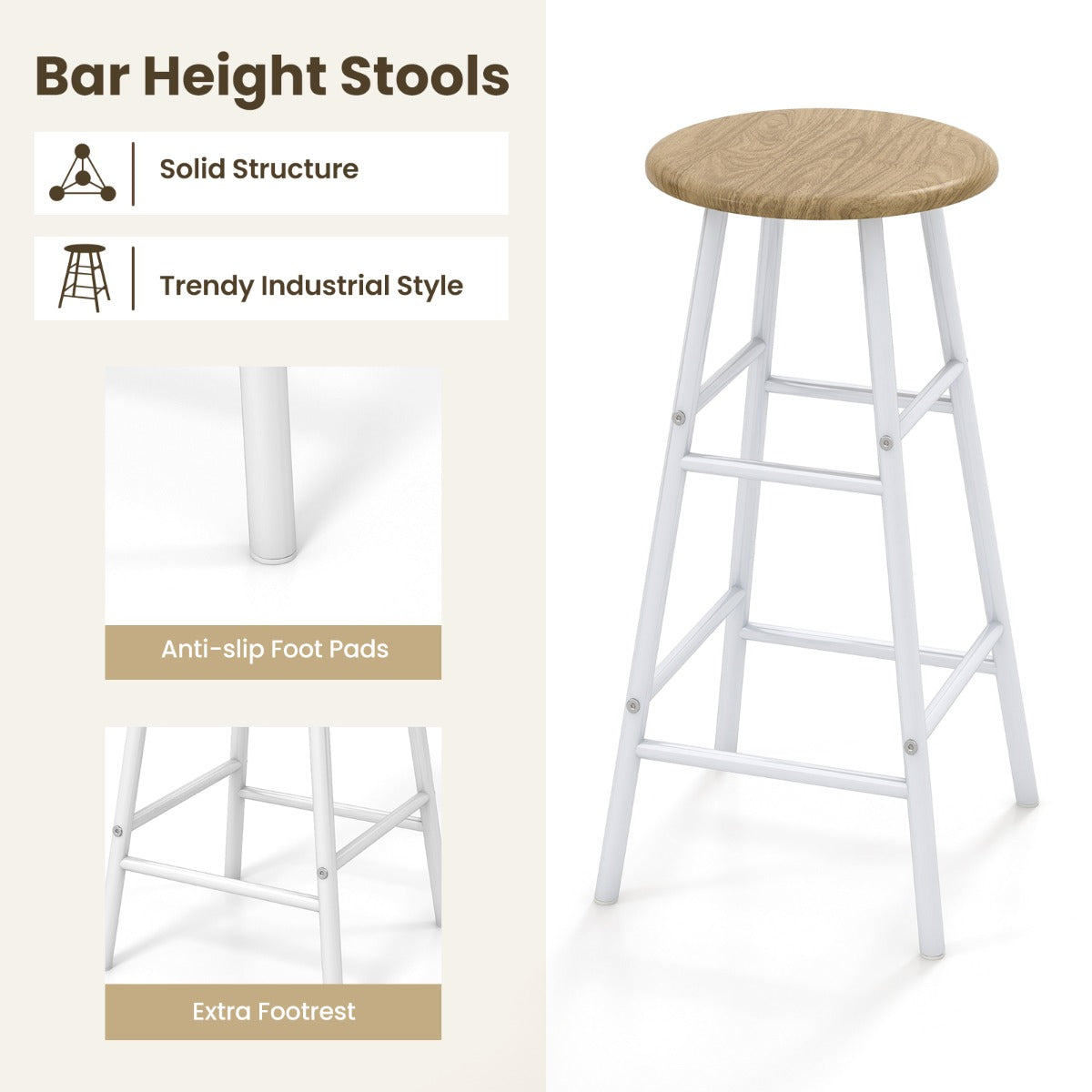 Counter Height Dining Table Set for Bistro Living Room-Natural