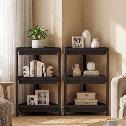 3-Tier Corner Shower Caddy 2-Pack Bathroom Standing Shelf with Detachable Design-Black