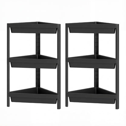 3-Tier Corner Shower Caddy 2-Pack Bathroom Standing Shelf with Detachable Design-Black