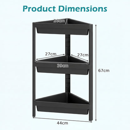 3-Tier Corner Shower Caddy 2-Pack Bathroom Standing Shelf with Detachable Design-Black