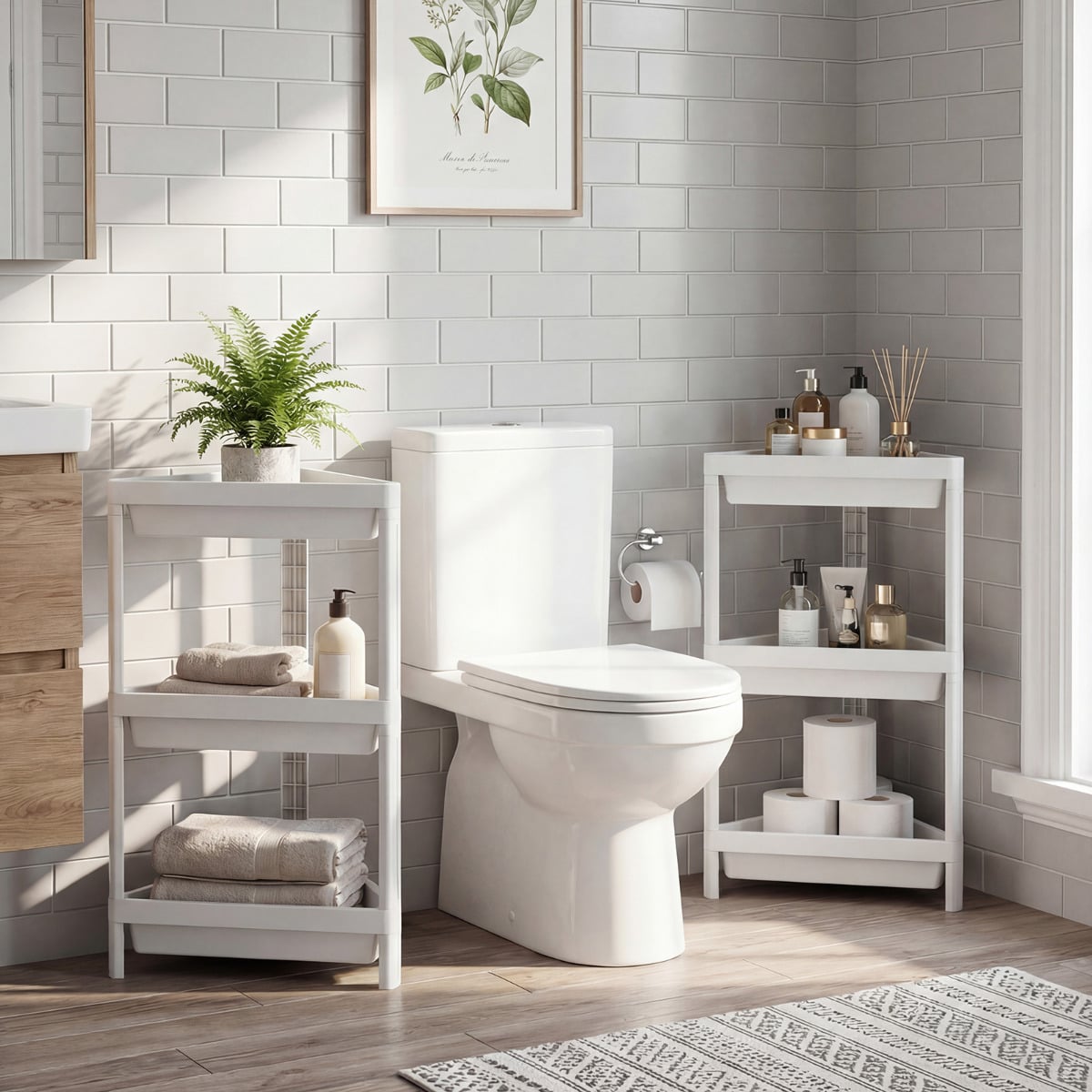3-Tier Corner Shower Caddy 2-Pack Bathroom Standing Shelf with Detachable Design-White
