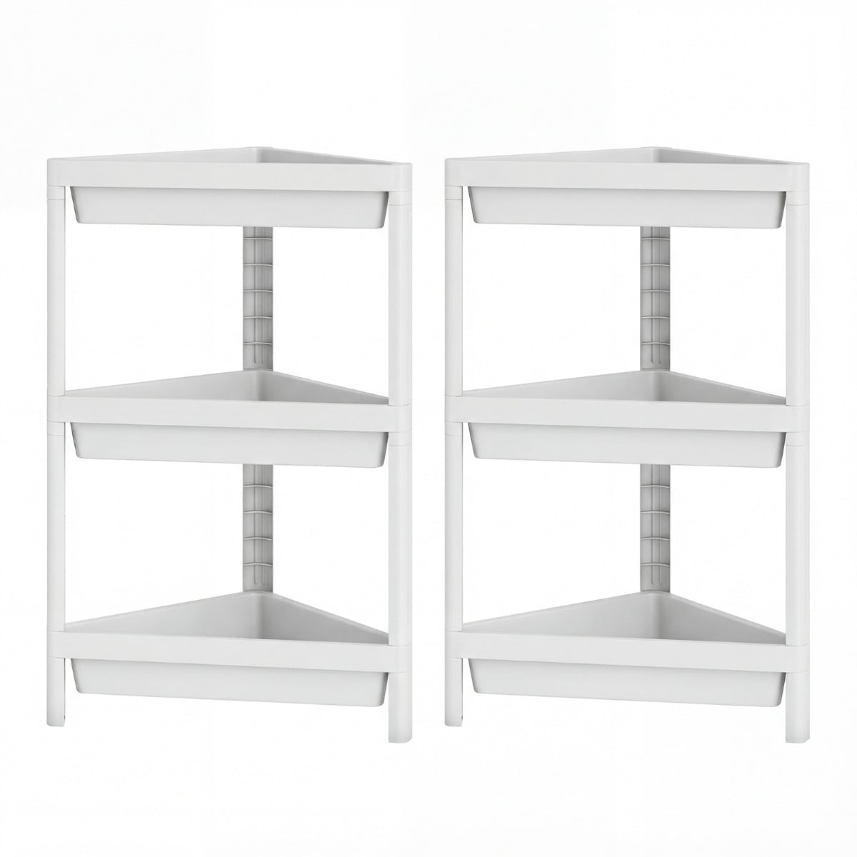 3-Tier Corner Shower Caddy 2-Pack Bathroom Standing Shelf with Detachable Design-White