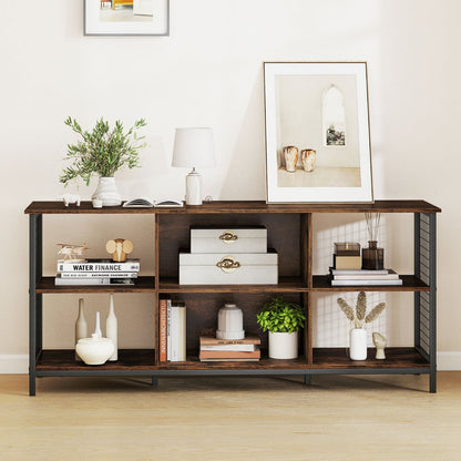 3-tier Entertainment Center with Power Outlets-Rustic Brown