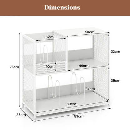 3-Tier Record Player Stand with Vinyl Storage and 3 Removable Dividers-White