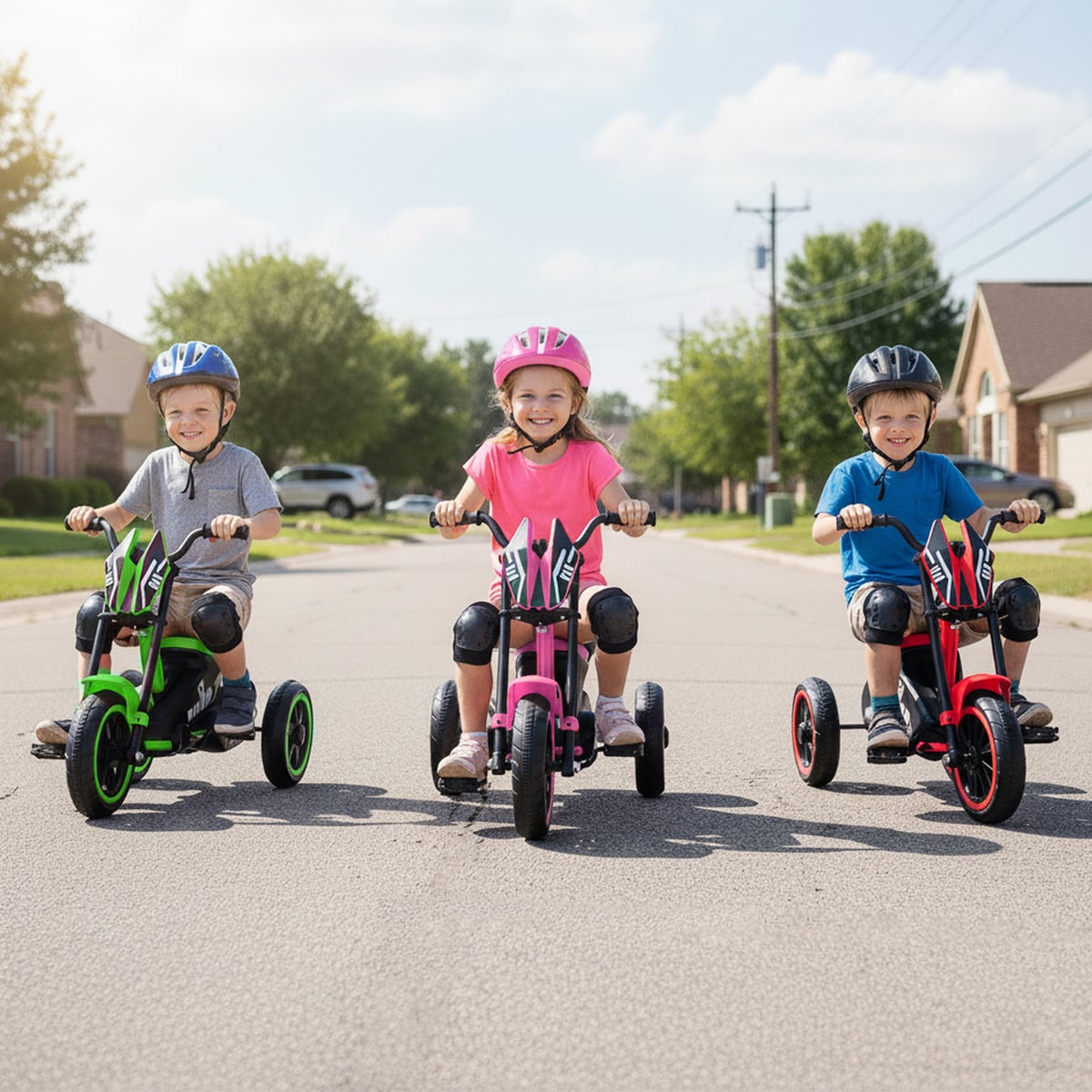 3-Wheel Toddler Bike with Foot Pedals and Steering Handlebars-Red